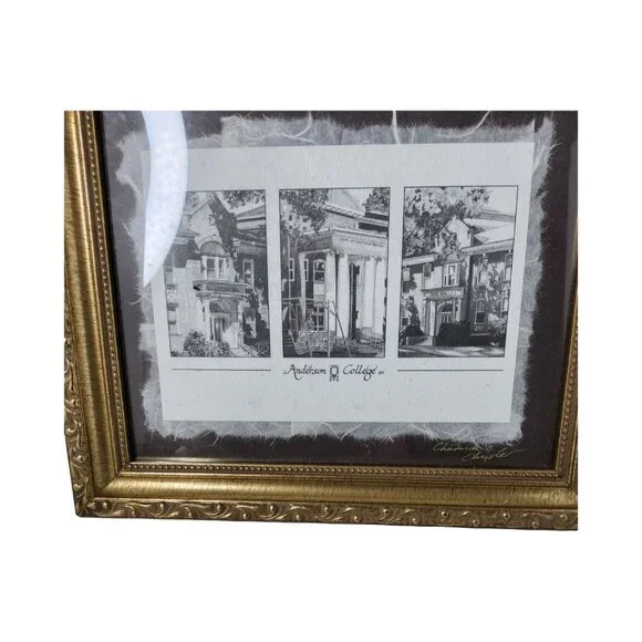 Vintage Signed Chadwick B.Chrysler Ink Drawing of Anderson College 3 Original Bu - Picture 5 of 7